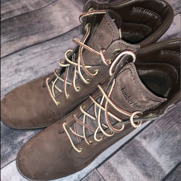 Timberland Cocoa Brown Leather Wedge Booties Size 6 $180 - Picture 4 of 6